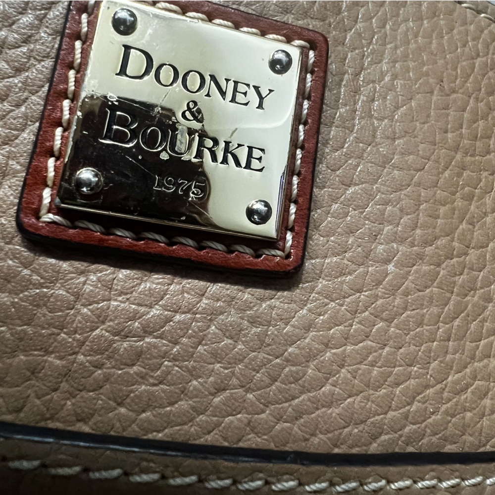 Dooney & Bourke Leather Tote Taupe and Brown - Picture 4 of 8